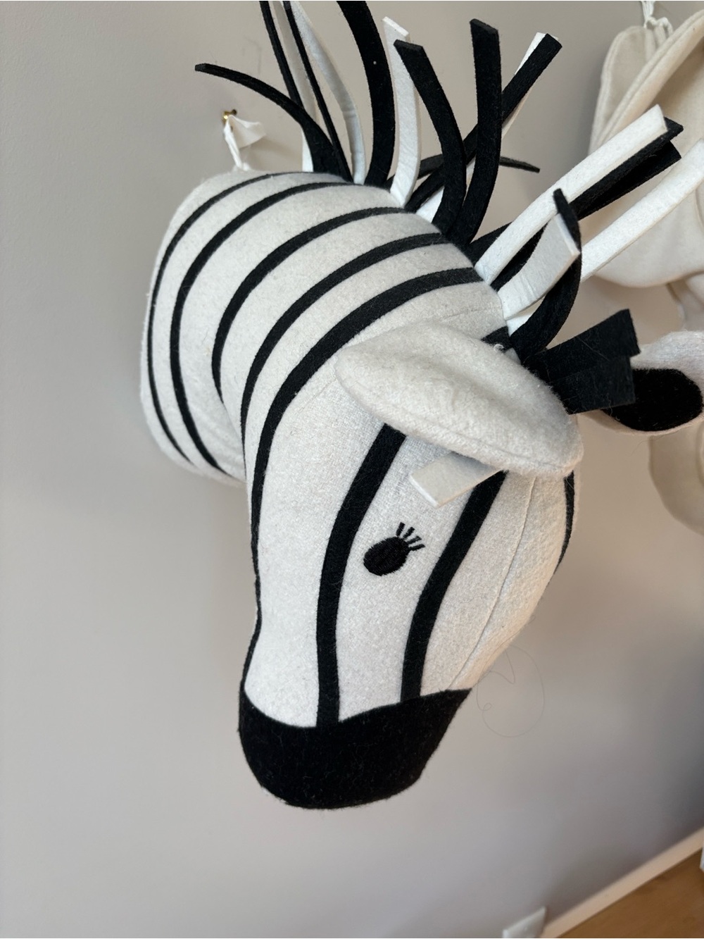 Whimsical Zebra Head Wall Decor - Black & White
